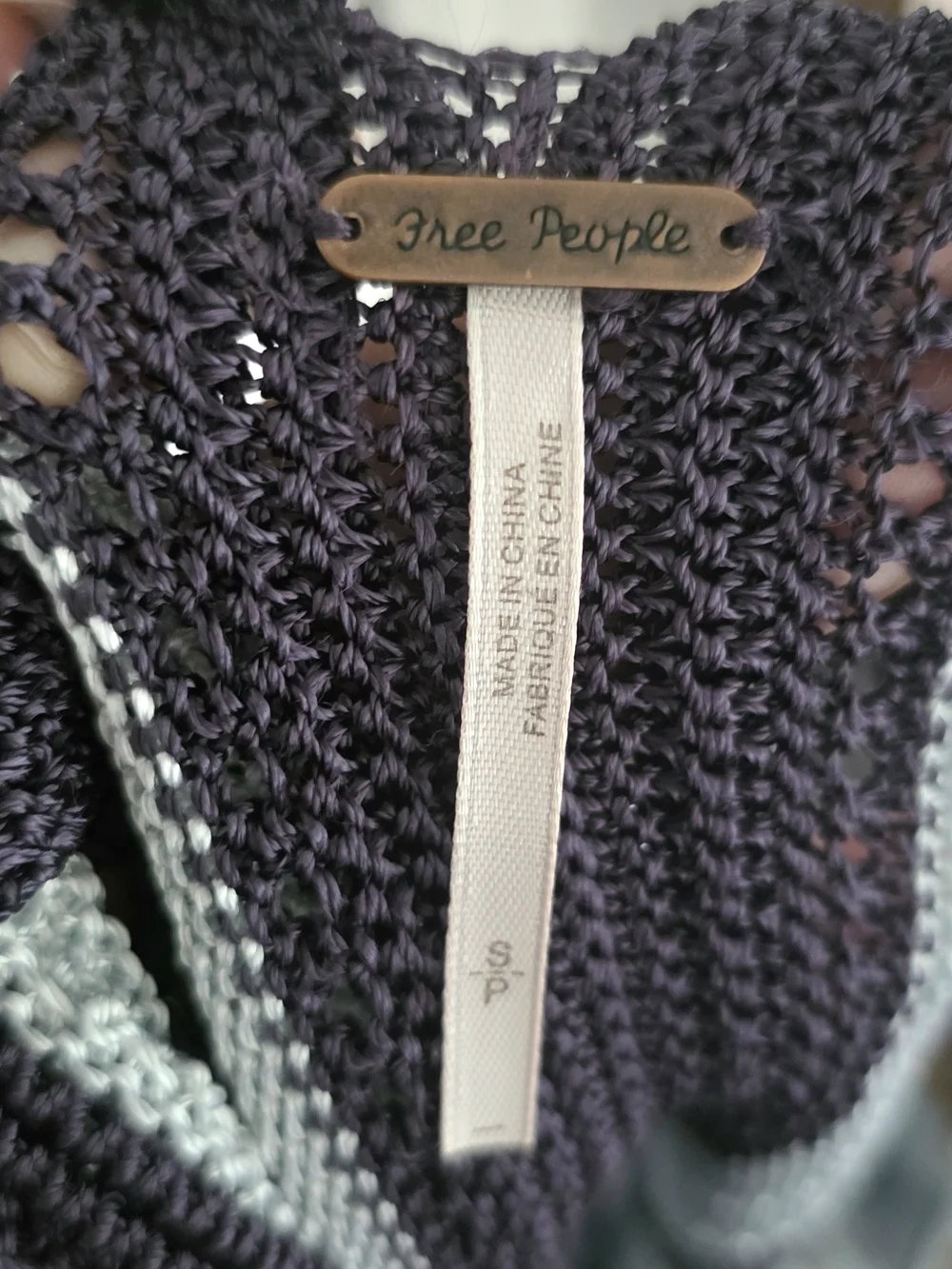 Free People FP Katies Blue Mixed-Media Crochet Mini Dress Boho Concert Sz Small - Picture 4 of 4